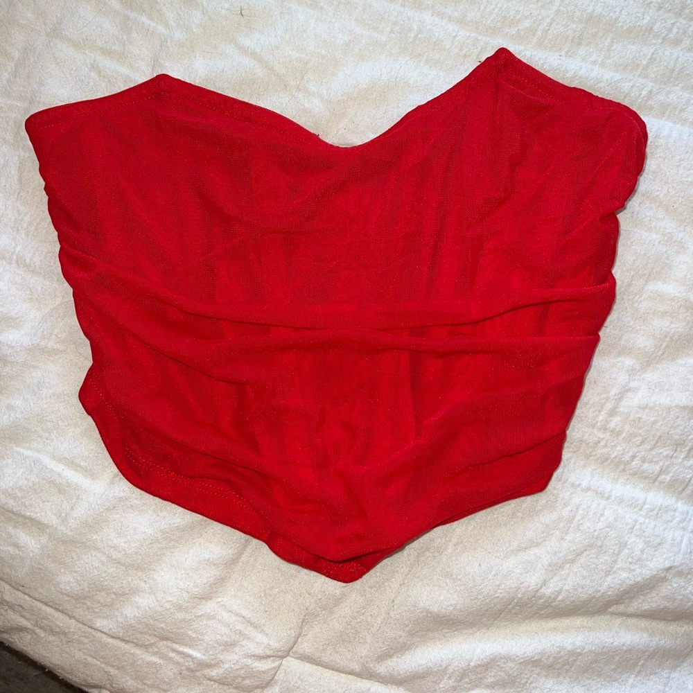 Red corset crop top